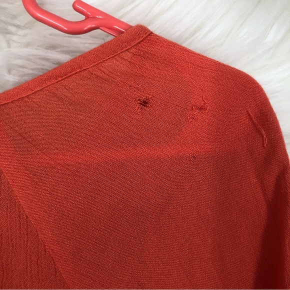 Ladies Orange Tunic w/Crochet Tassel Cuffs & Hem; Asymmetrical Hem; Embroidery M - Picture 8 of 8